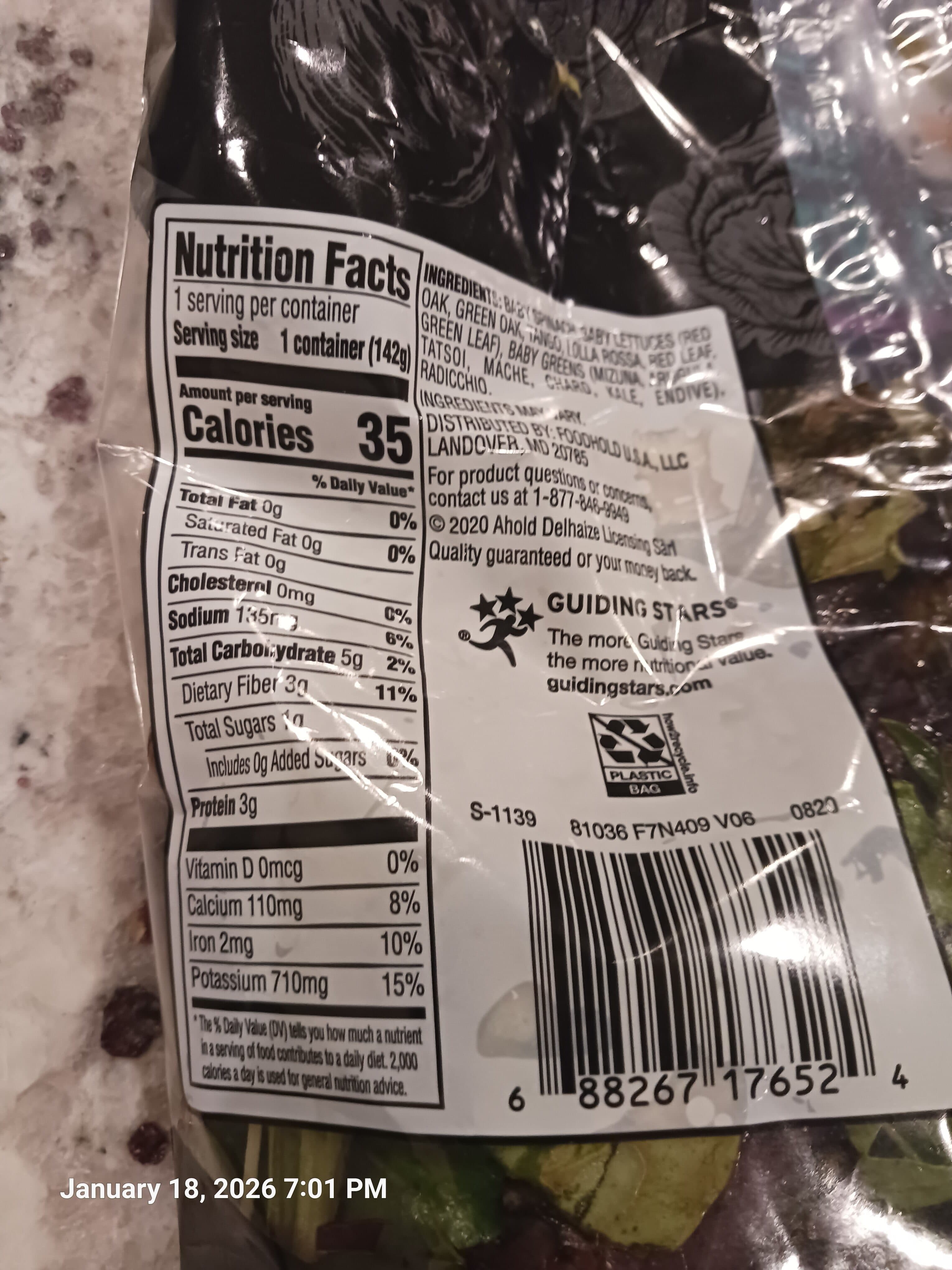 Ahold Baby spinach & spring mix, salad packshot