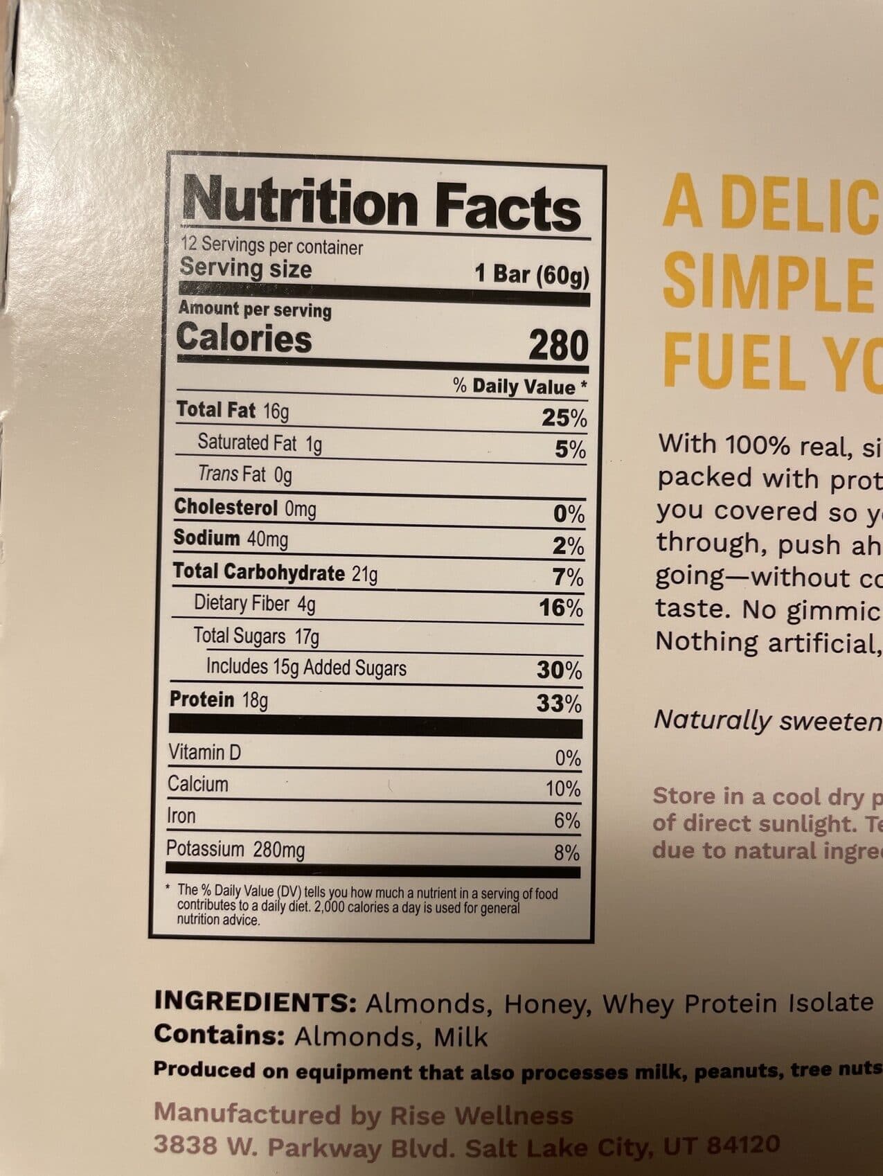 Divine Food The simplest protein bar packshot