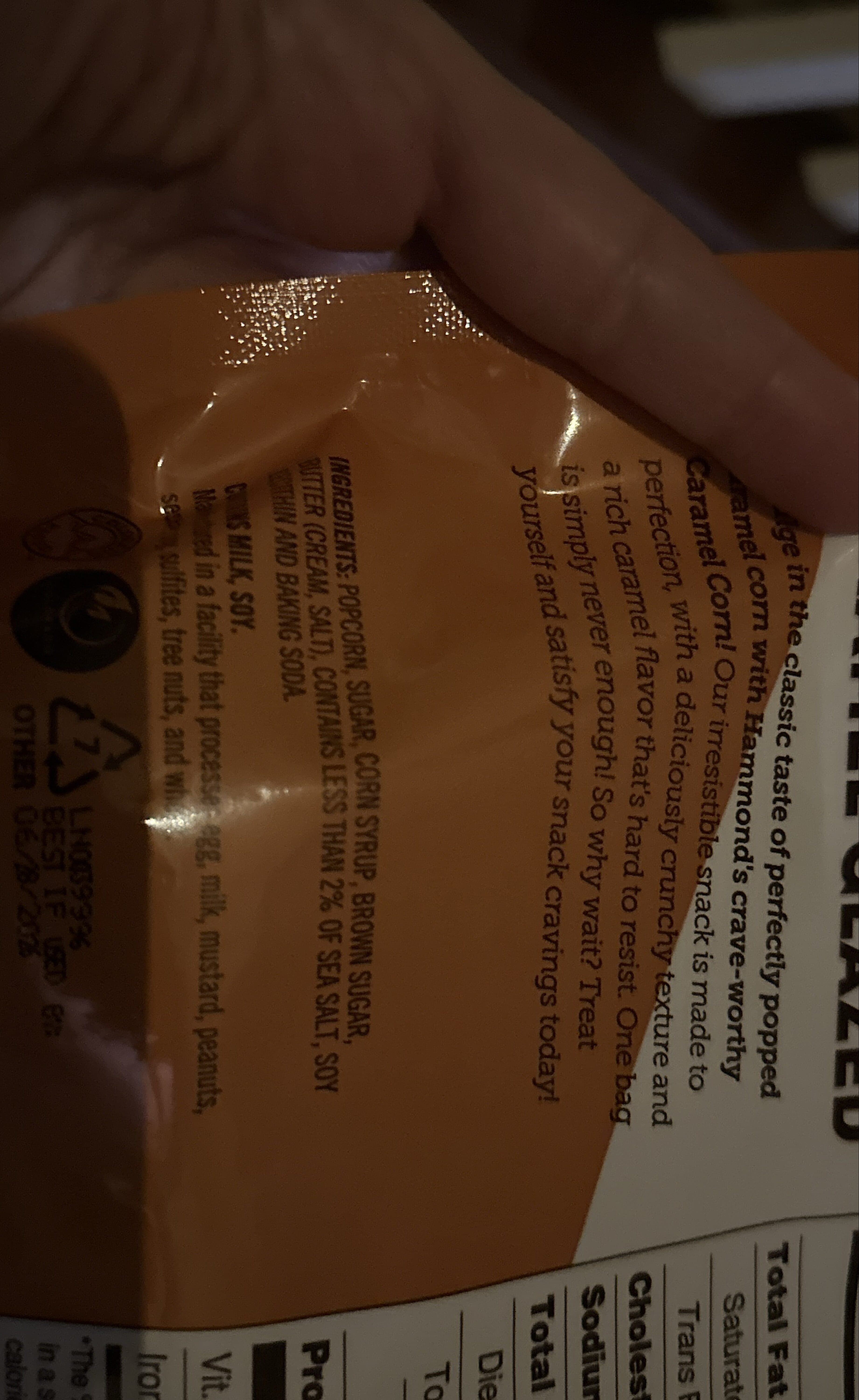 Hammonds Buttery caramel glazed popcorn packshot