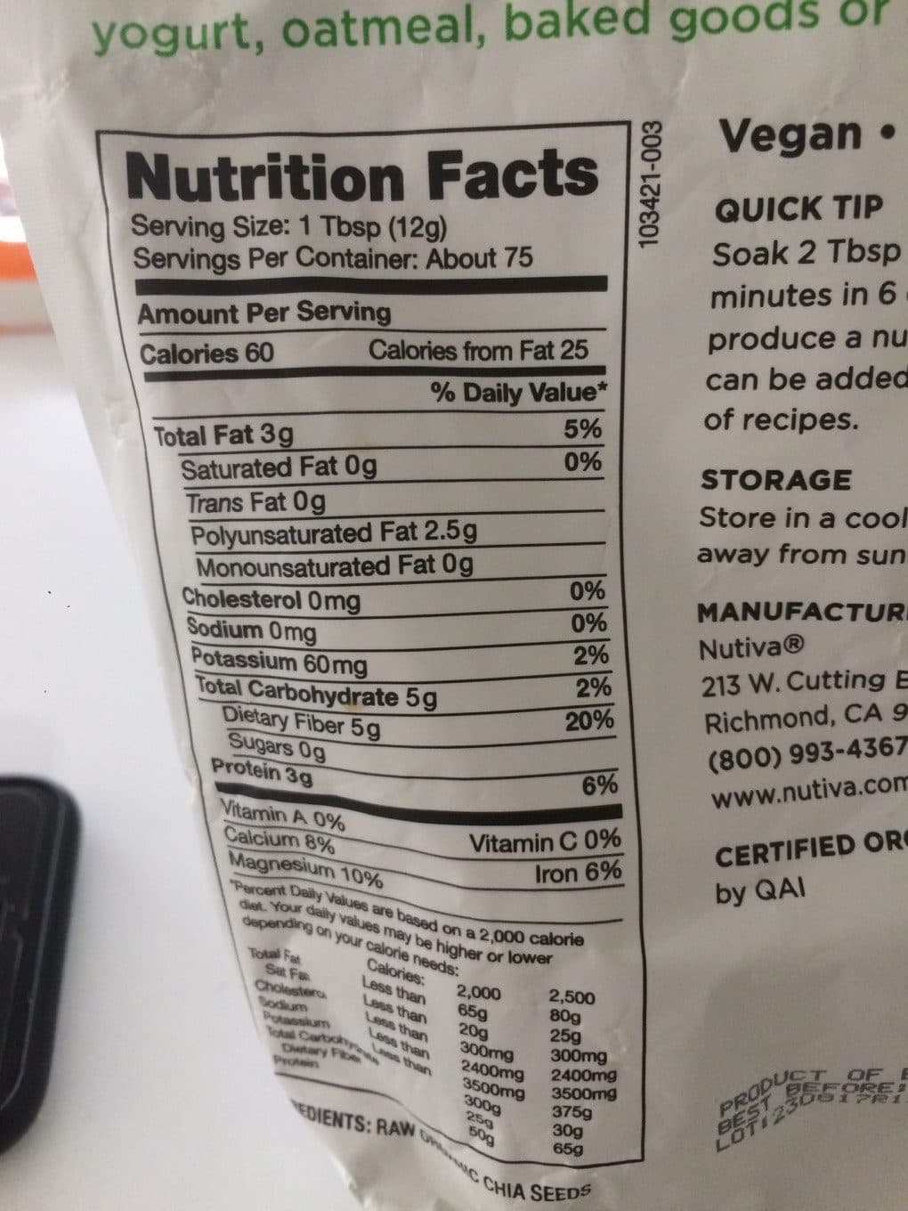 Nutiva Chia Seed packshot