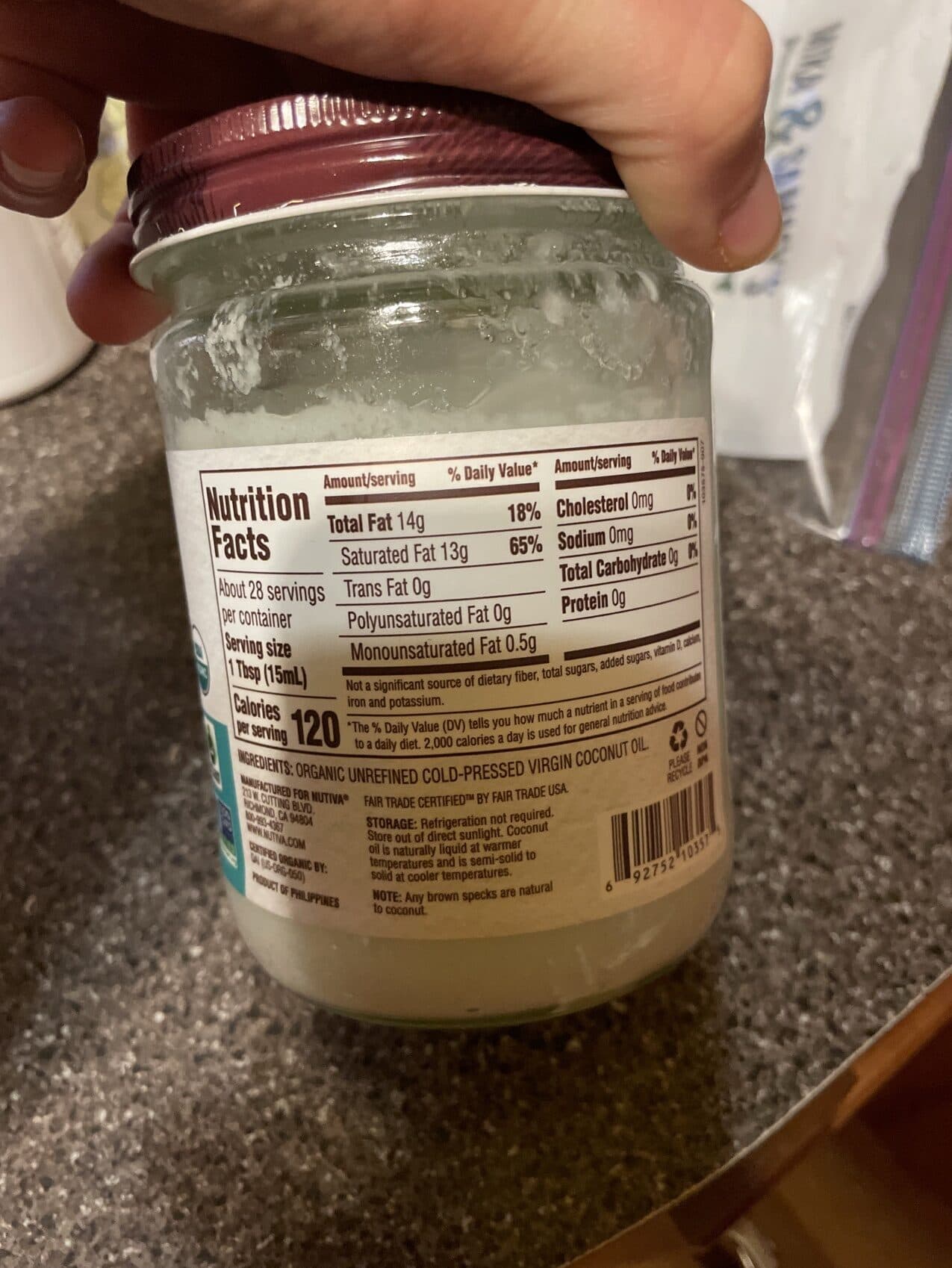 Nutiva Inc. Organic Coconut Oil, Virgin packshot