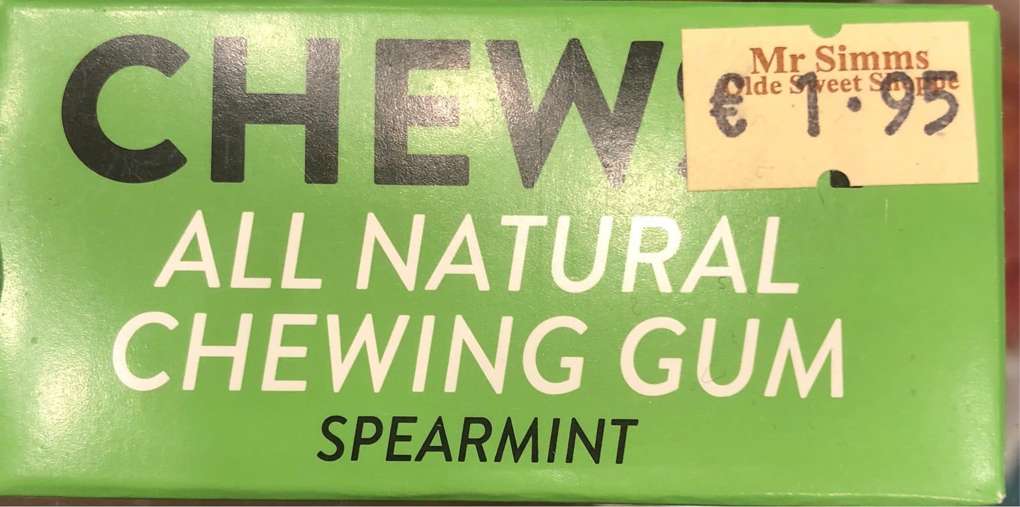 Chewsy Chewsy Spearmint All Natural Chewing Gum 18G packshot
