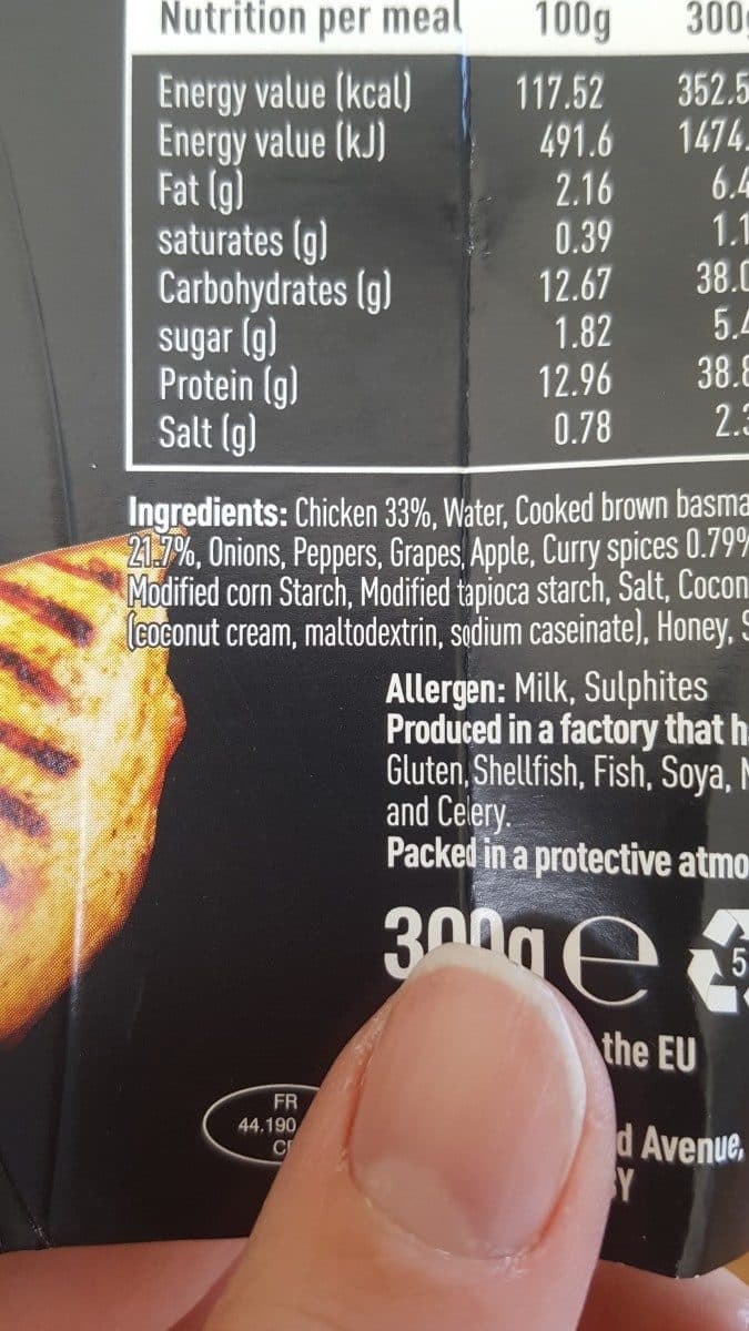 Open Food Facts Repas Protéiné - Poulet Au Curry Et Riz Basmati 300 g packshot