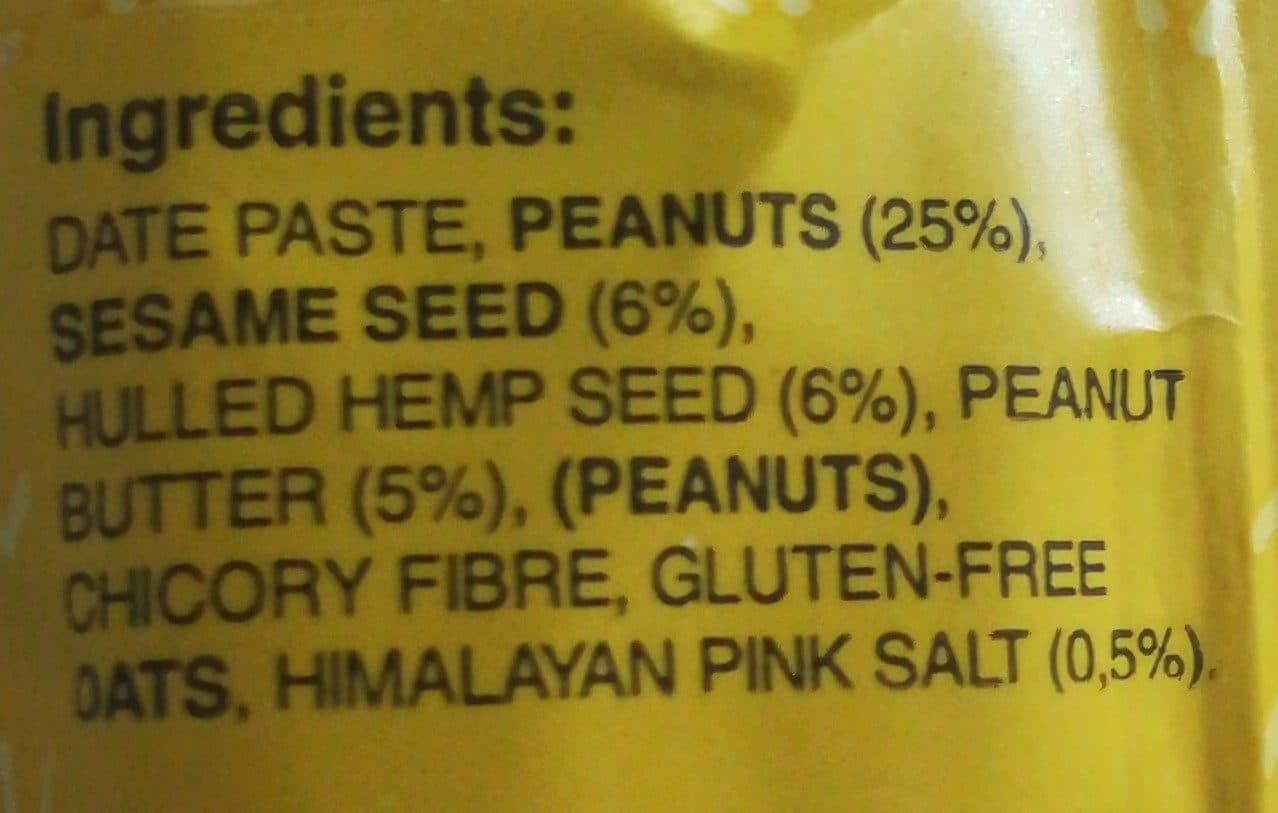Open Food Facts Peanut hemp and Himalayan pink salt Energy bar packshot