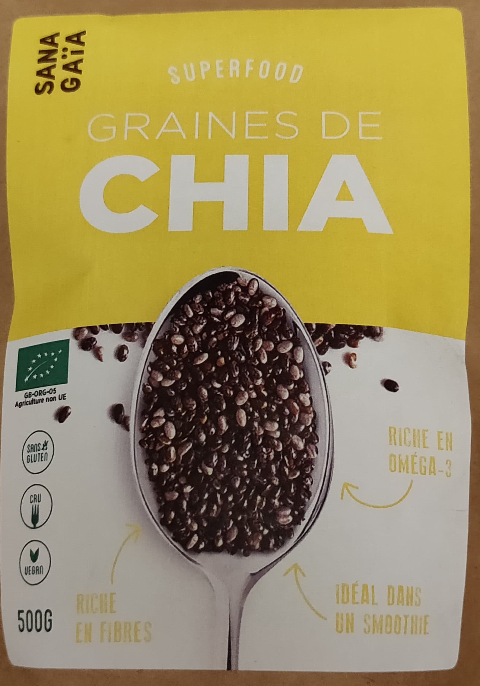 Sana Gaïa Graines De Chia Bio - 500 G - Sana Gaïa packshot