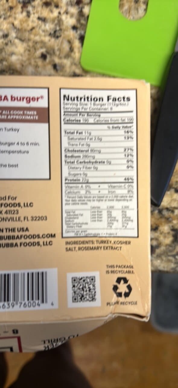 Bubba Turkey Burger packshot