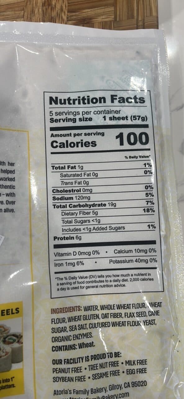 Atoria's Family Bakery Lavash Flatbread Whole Grain & Flax packshot