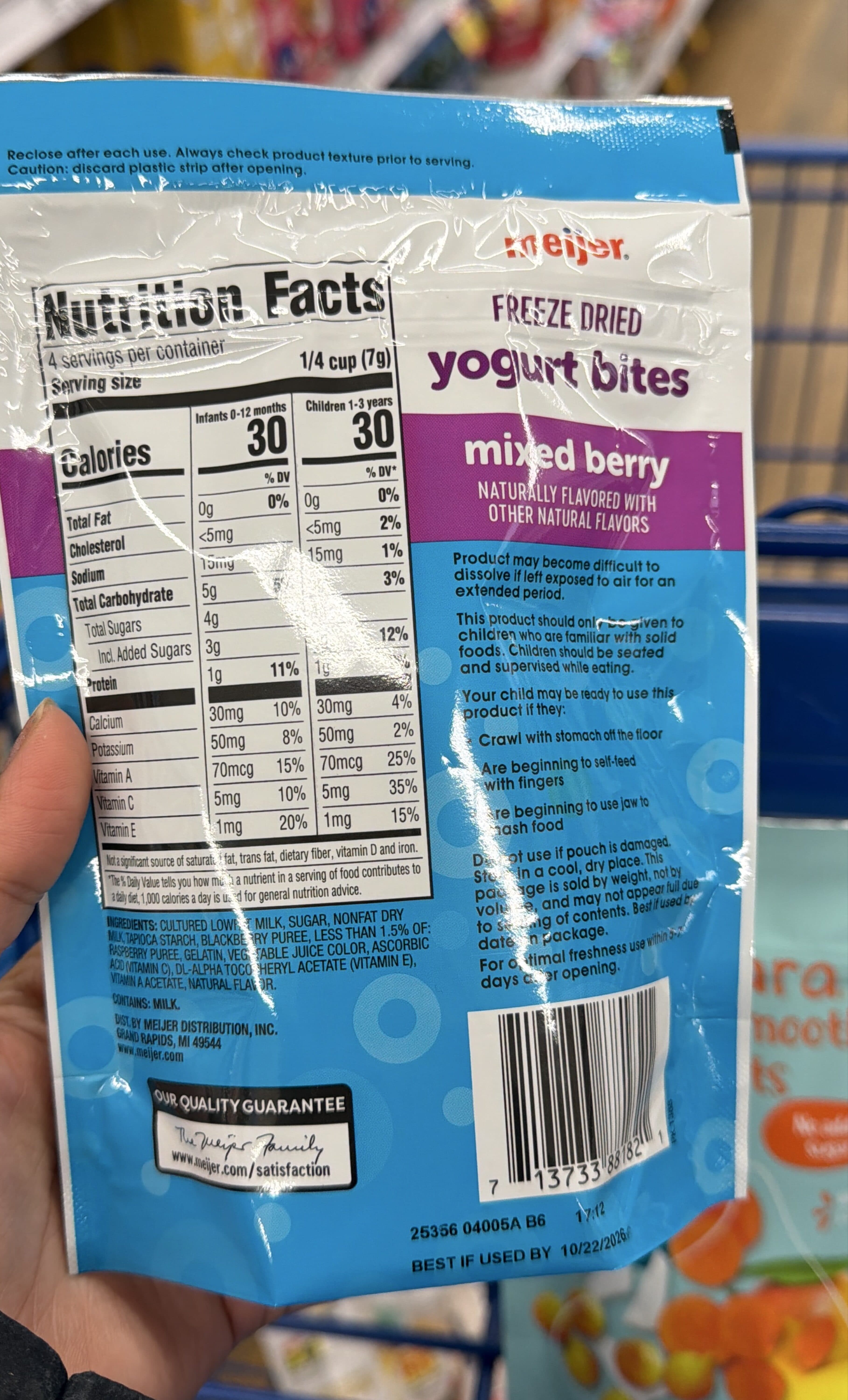 Meijer Baby Yogurt Bites, Mixed Berry packshot