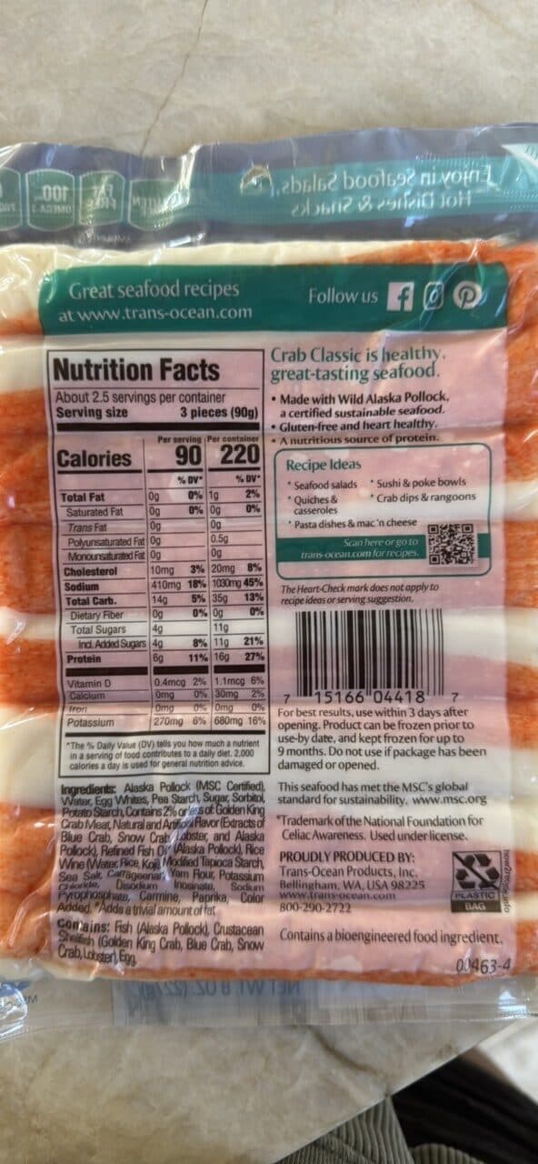 trans OCEAN Crab Classic Imitation Crab Leg Style packshot