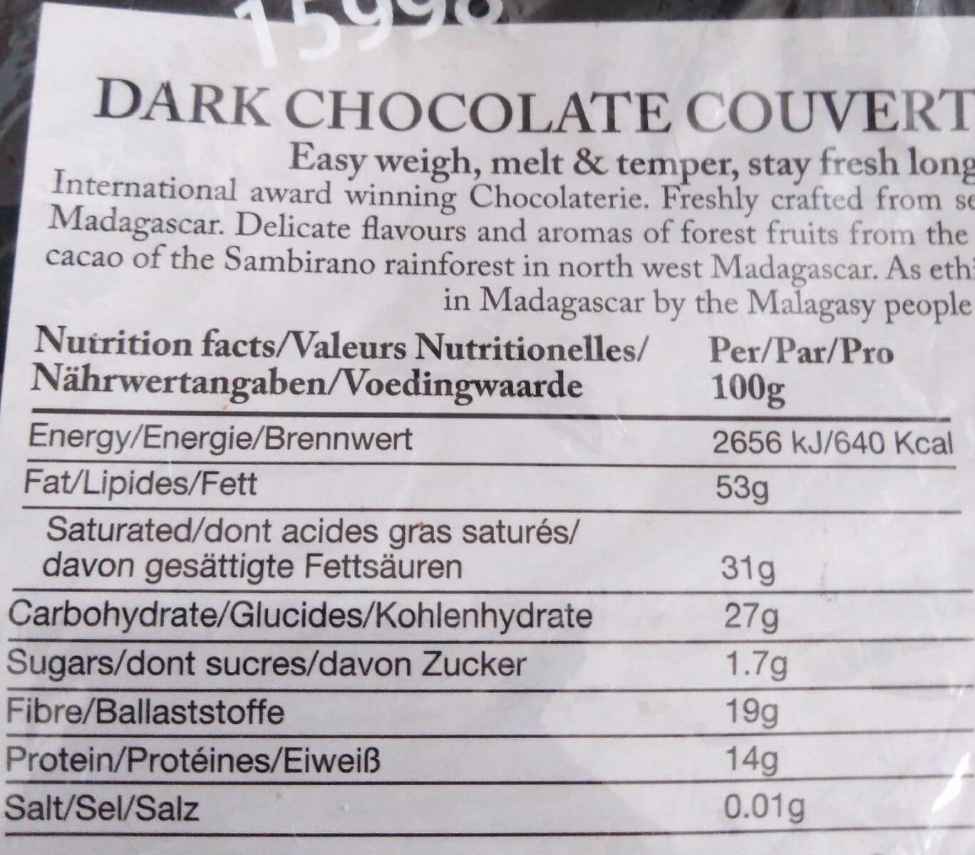 Open Food Facts Dark chocolate couverture packshot
