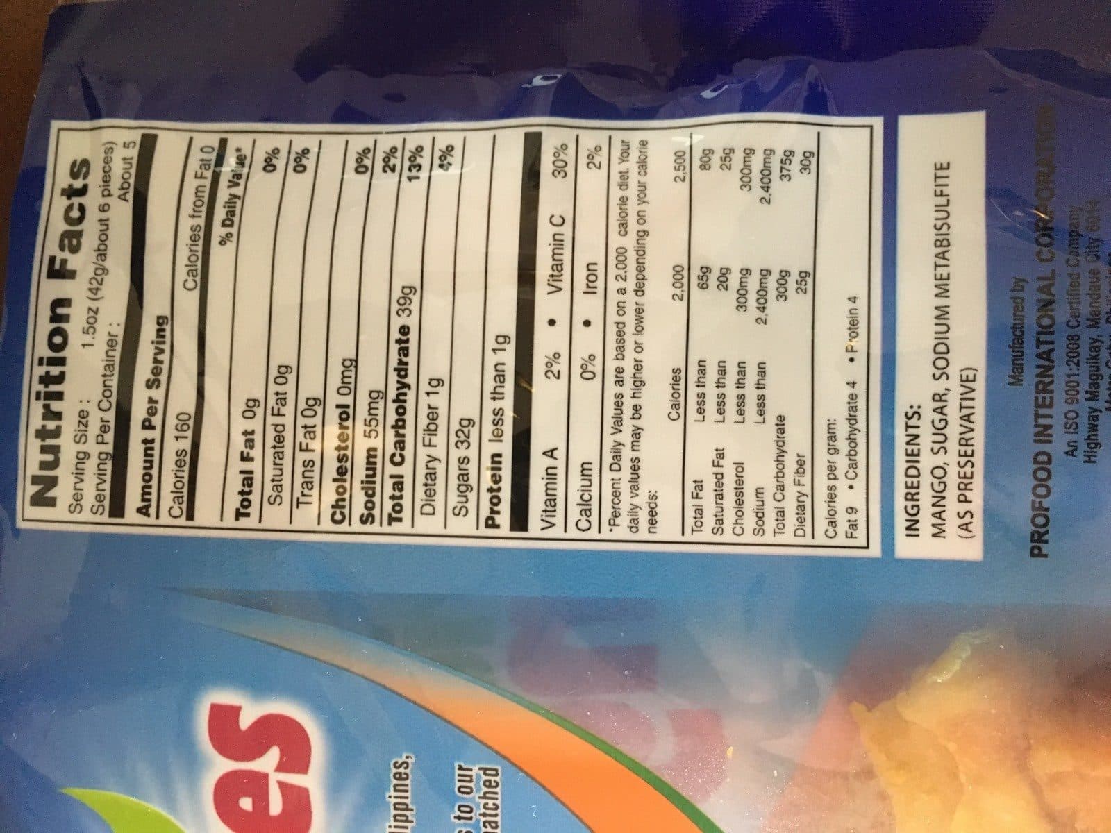 Open Food Facts Dried Mangoes packshot