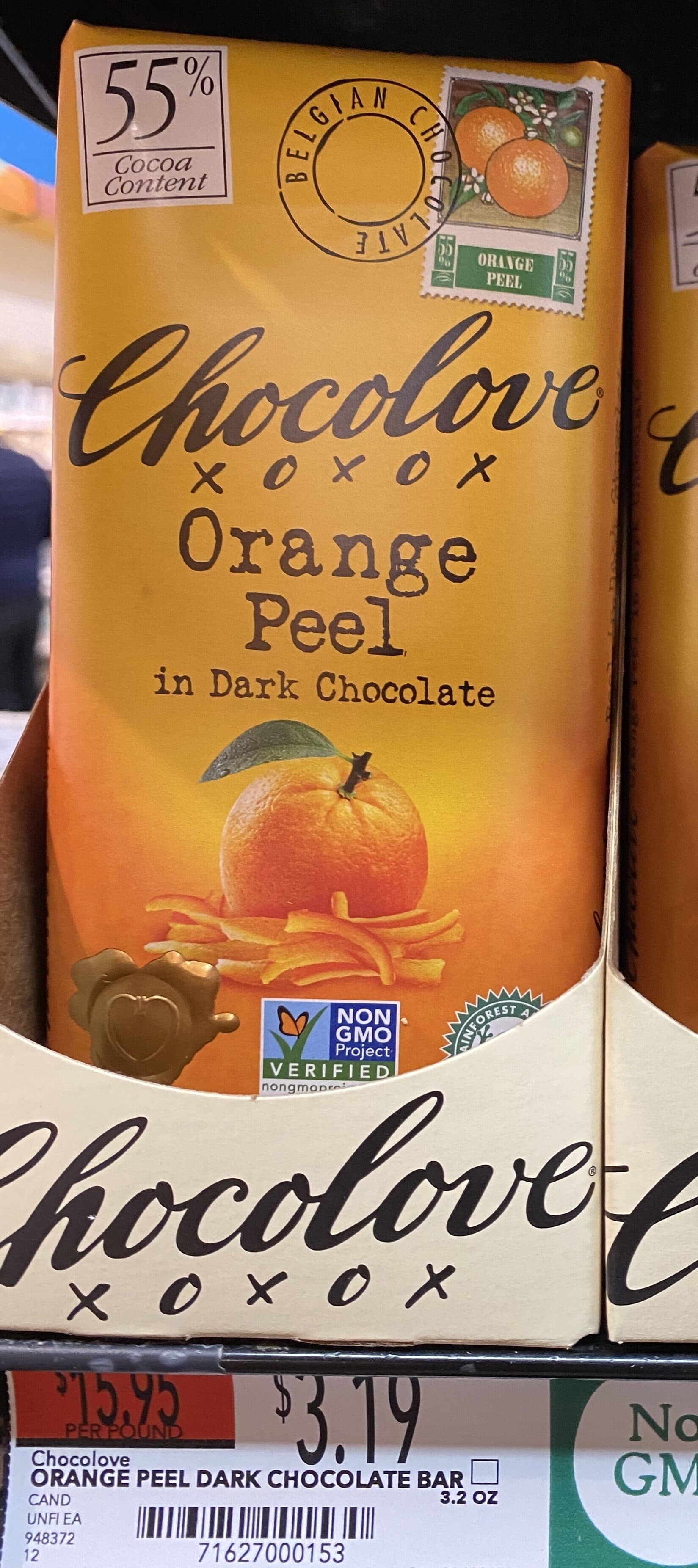 Chocolove Orange Peel In Dark Chocolate packshot
