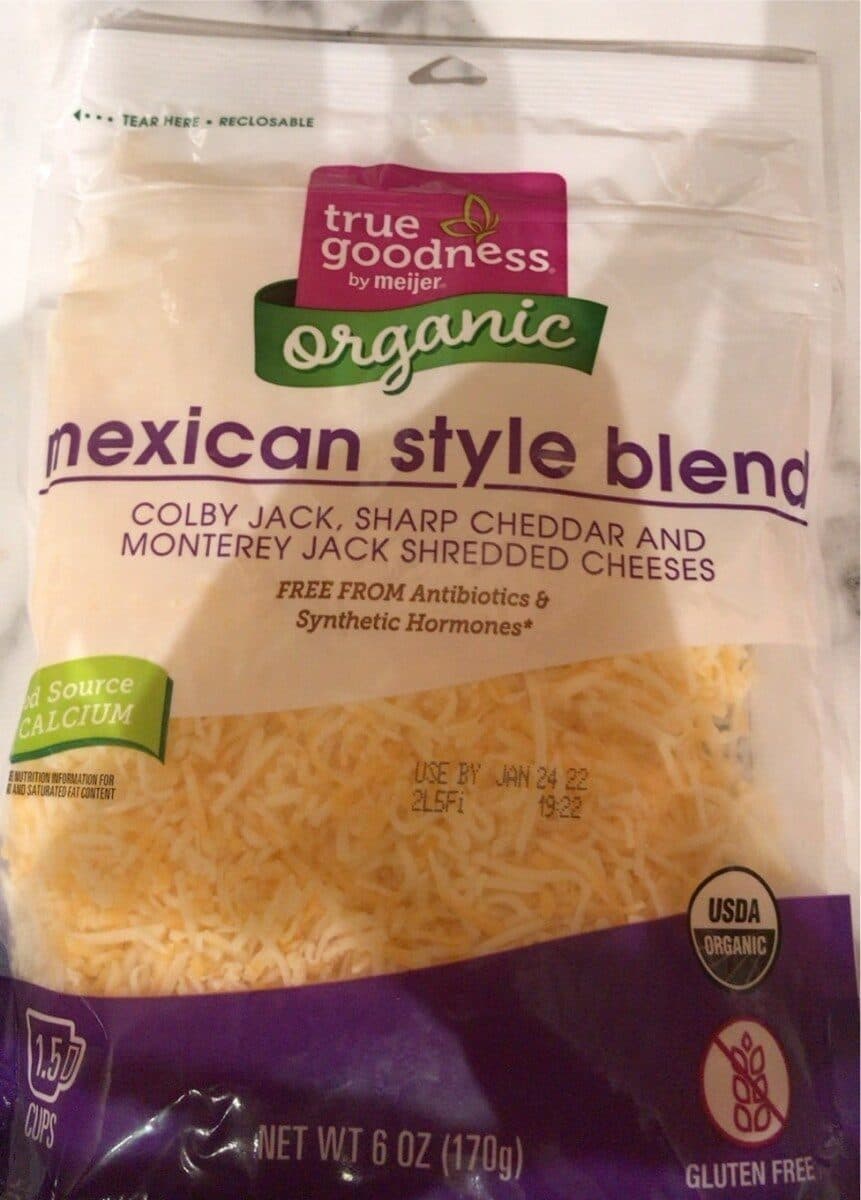 Meijer True Goodness, Organic Mexican Shredded Cheese Blend packshot