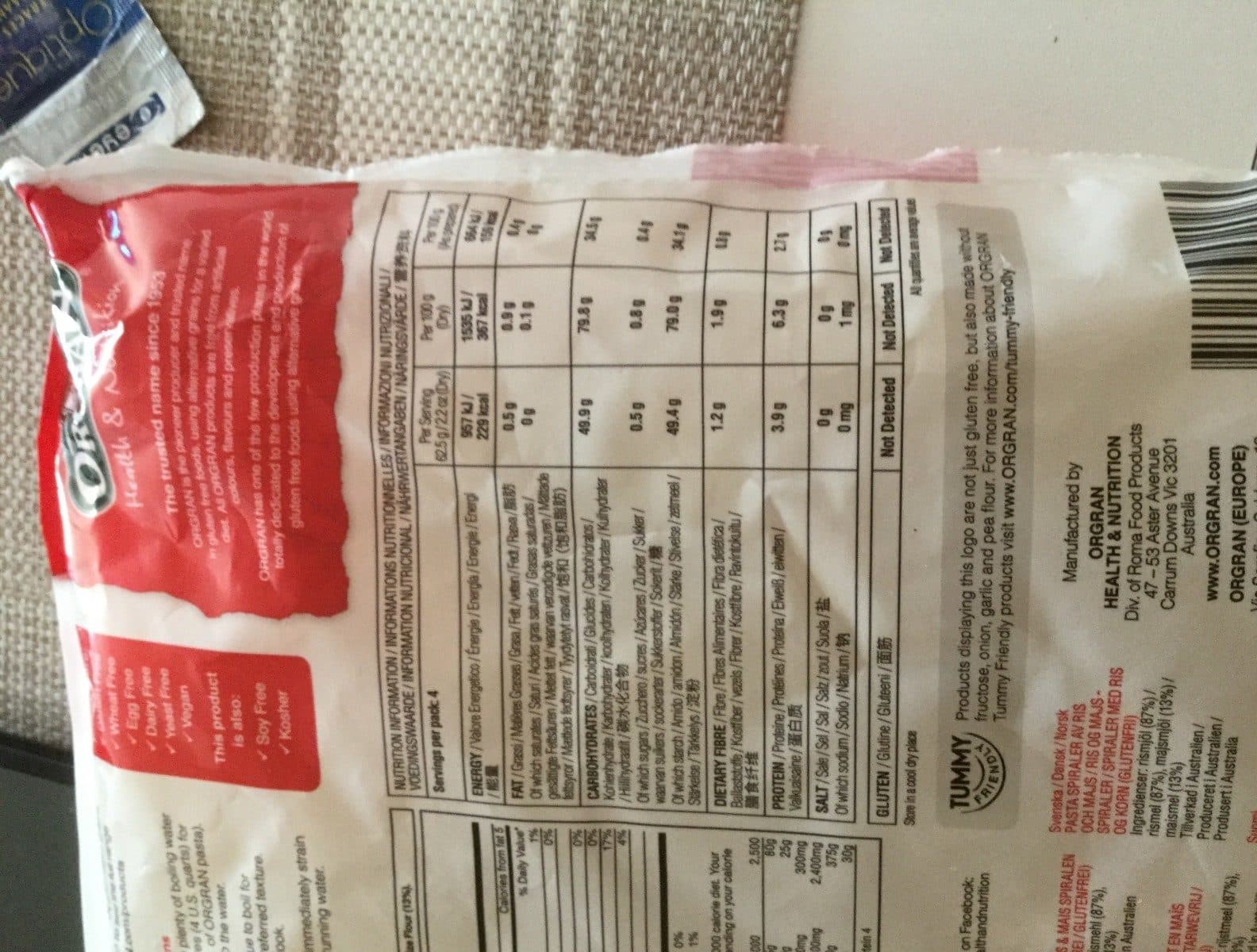 Orgran Spirales au riz et maïs packshot