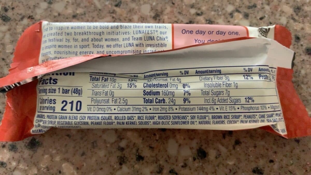 Clif Bar And Company Luna bar (nutz over chocolate flavor) packshot