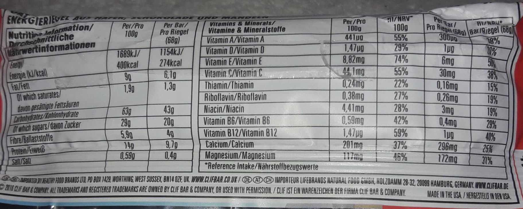 CLIF BAR Chocolate Almond Fudge packshot