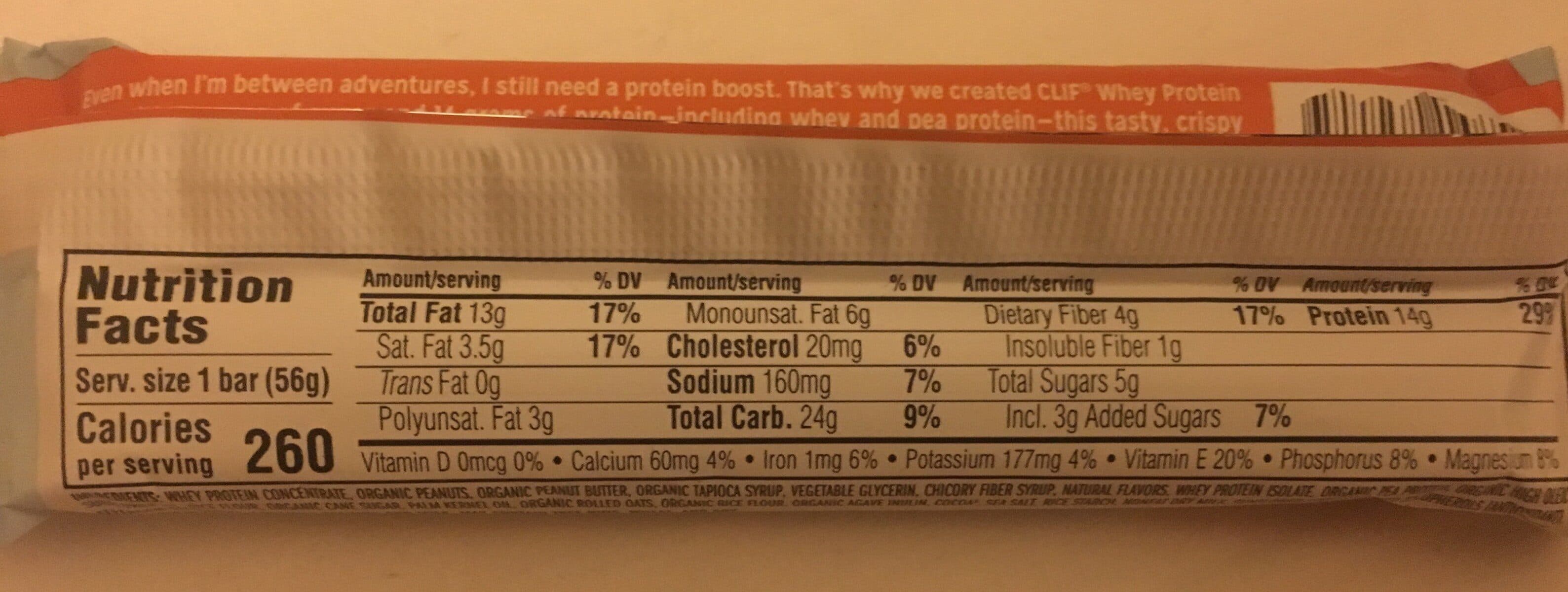 Clif Clif peanut butter & chocolate whey protein bar packshot