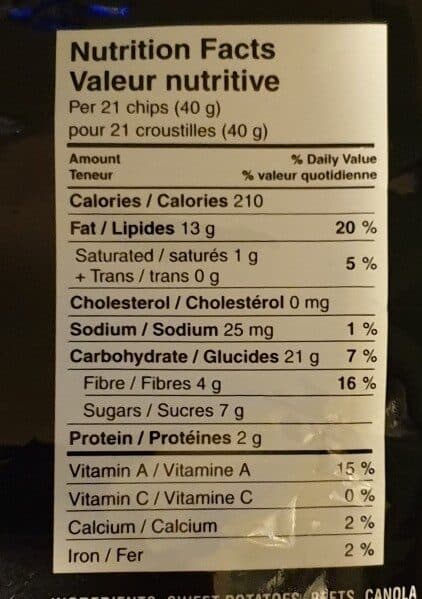 Terra Sweets & Beets No Salt Added Vegetable Chips packshot