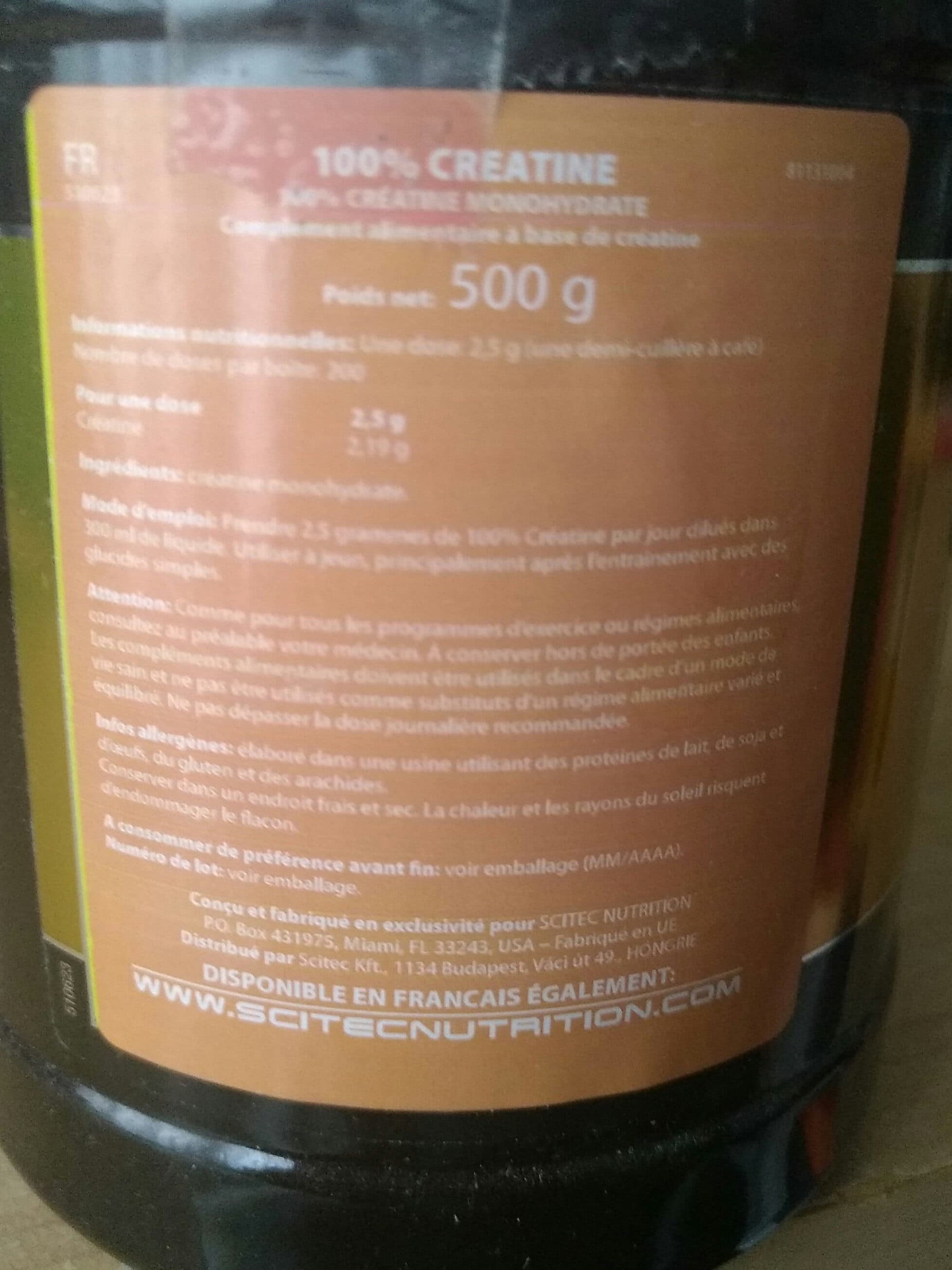 scitec nutrition 100% créatine monohydrate packshot