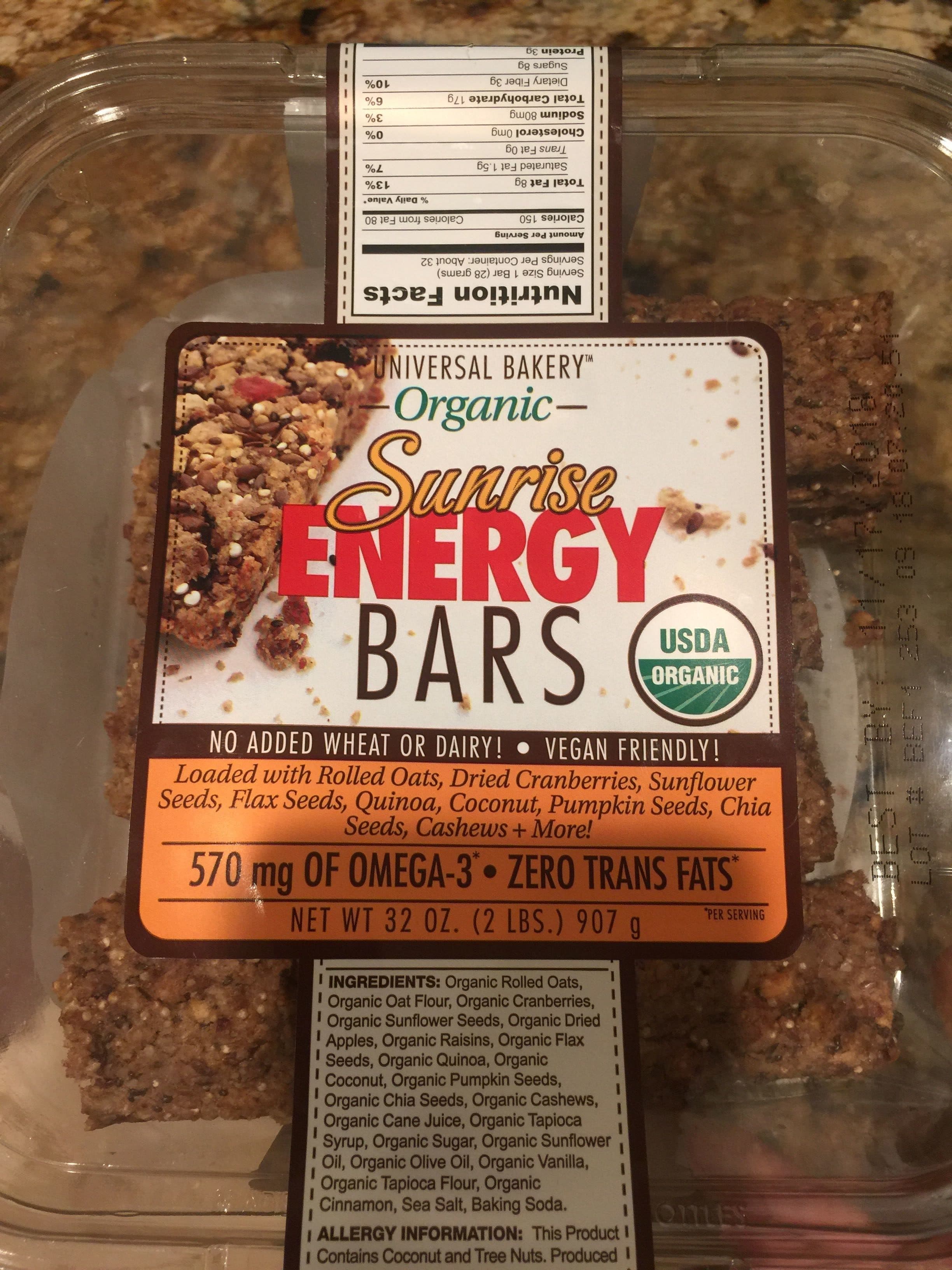 Sunrise Organic Energy Bars packshot