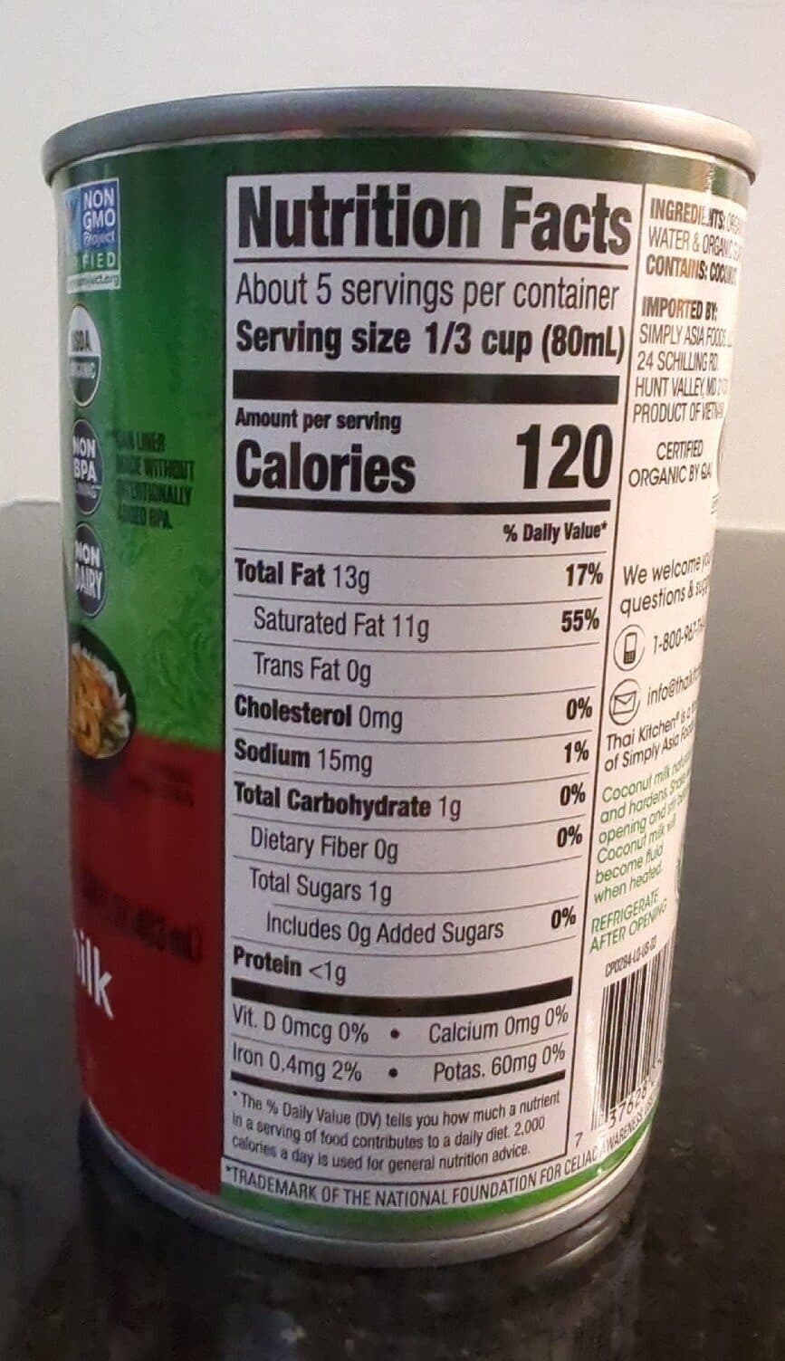 THAI KITCHEN ORGANIC coconut milk unsweetened packshot