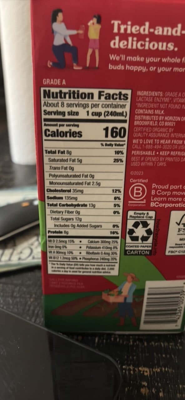 Horizon Organic Organic Milk packshot