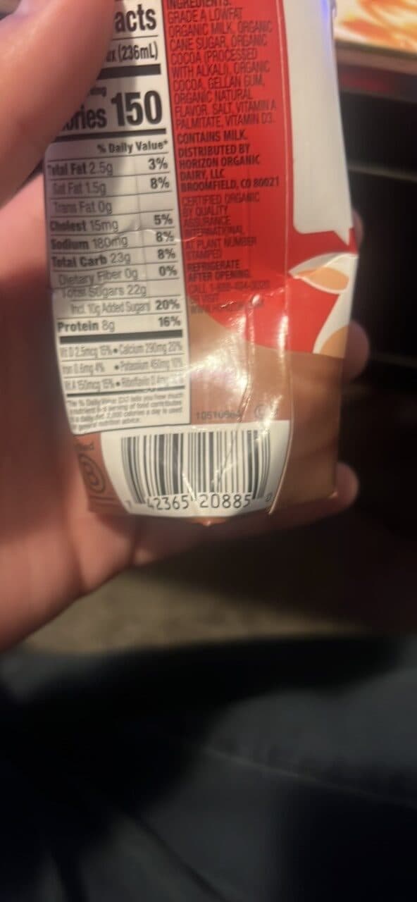 HORIZON ORGANIC CHOCOLATE ORGANIC LOWFAT MILK packshot