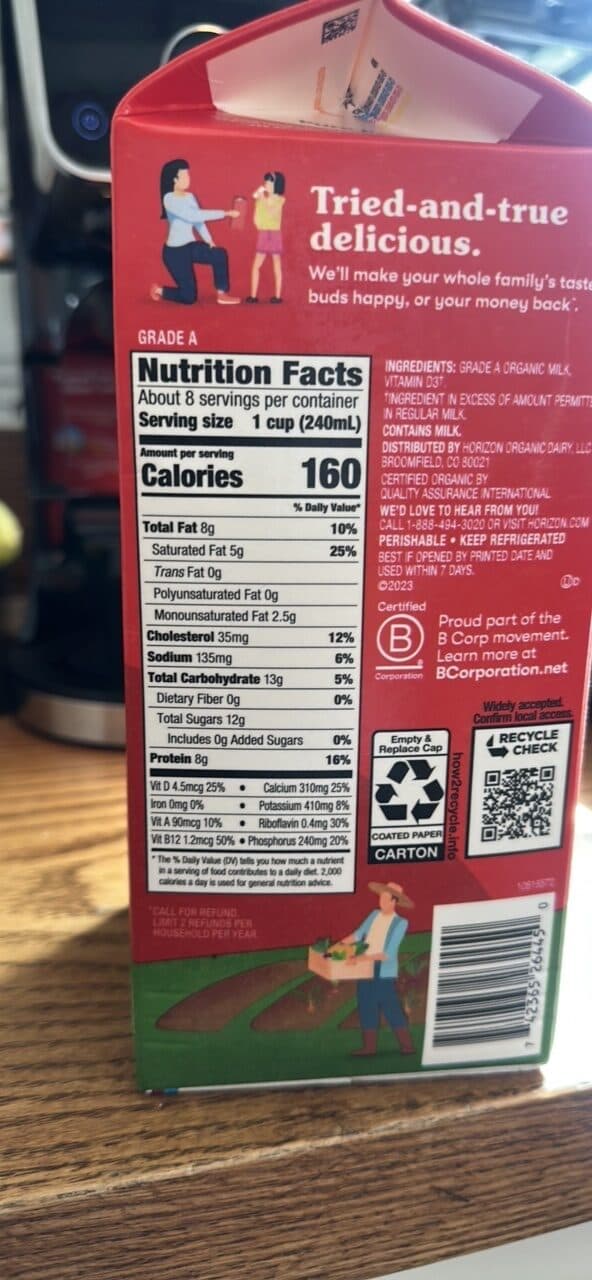Horizon Organic Organic Whole Milk packshot