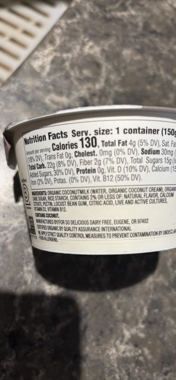 So Delicious vanilla coconut yogurt alternative packshot