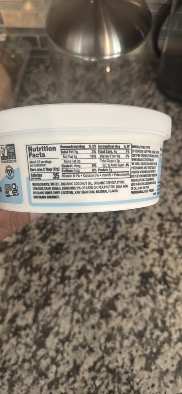 SO Delicious Dairy Free COCONUT WHIPPED TOPPING packshot