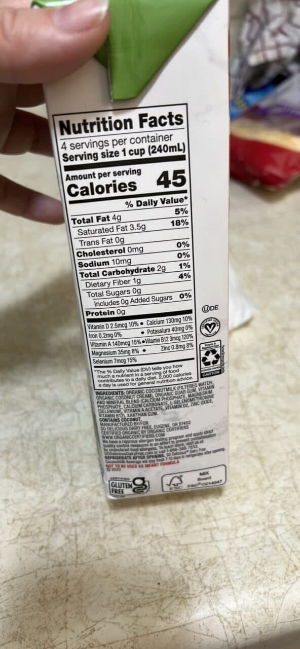 SO Delicious Organic Coconut Unsweetened Coconutmilk packshot