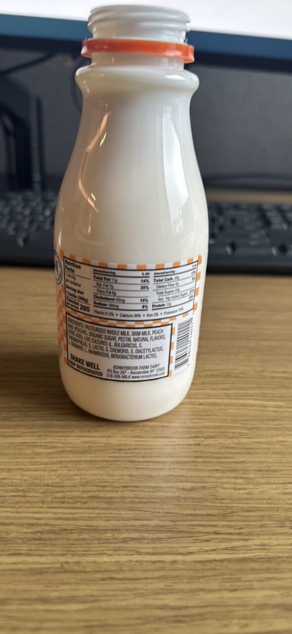 Ronnybrook Drinkable Yogurt Peach packshot