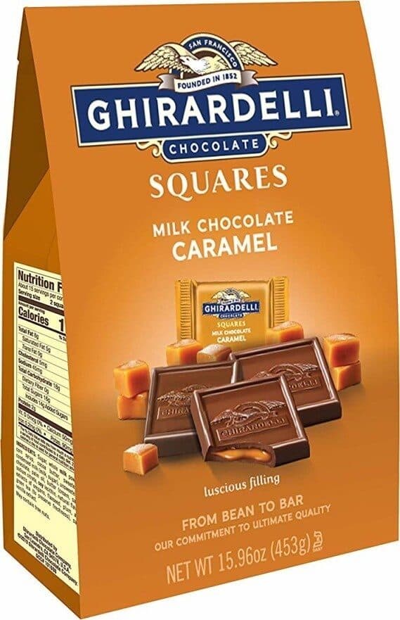 Ghirardelli Chocolate Milk and caramel squares xl packshot