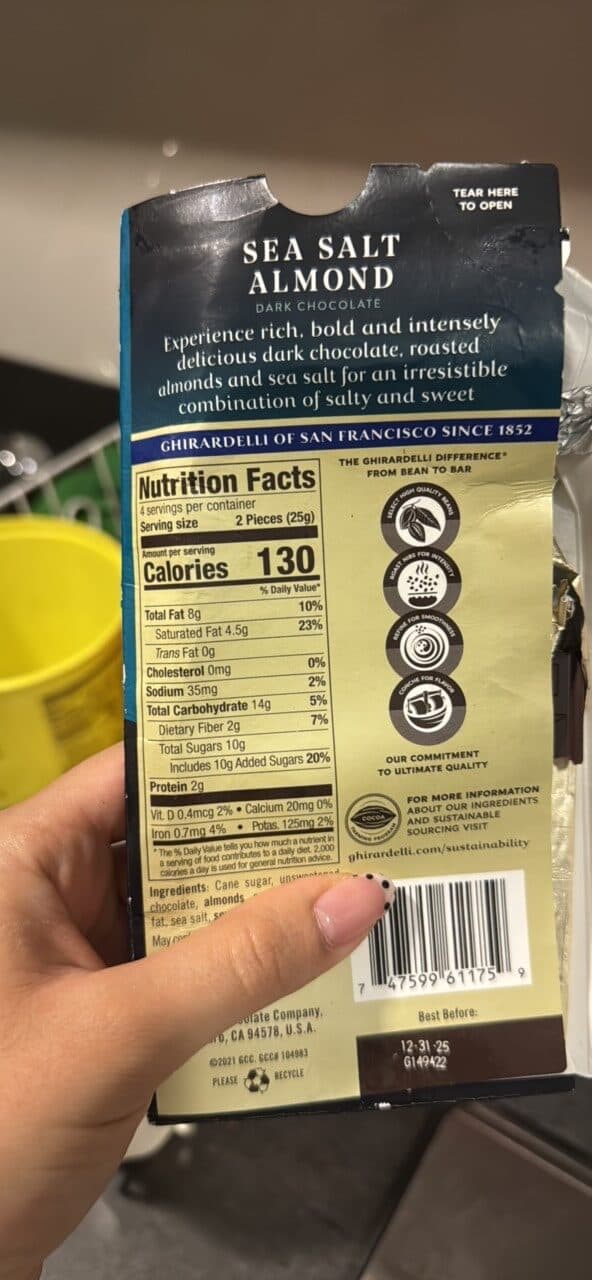 Ghirardelli Sea Salt Almond Dark Chocolate packshot