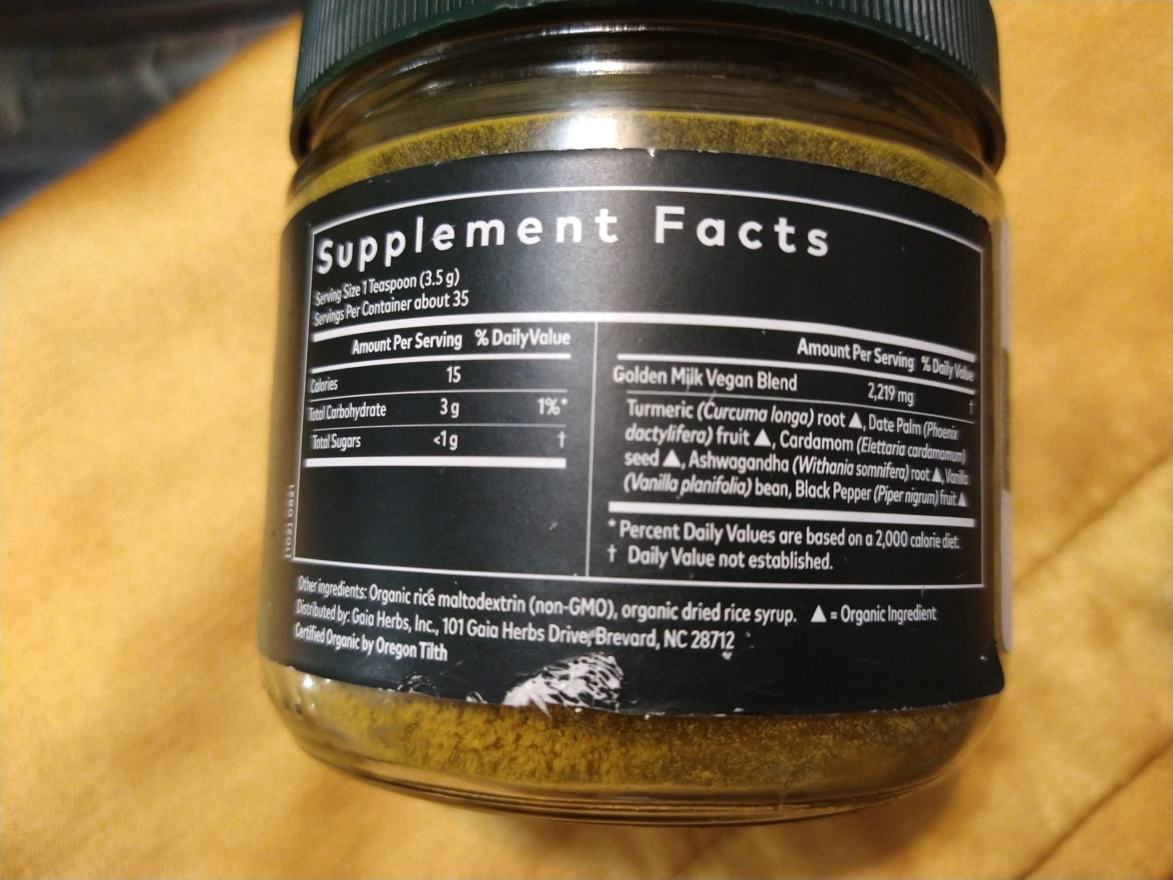 gaia HERBS Golden Milk packshot