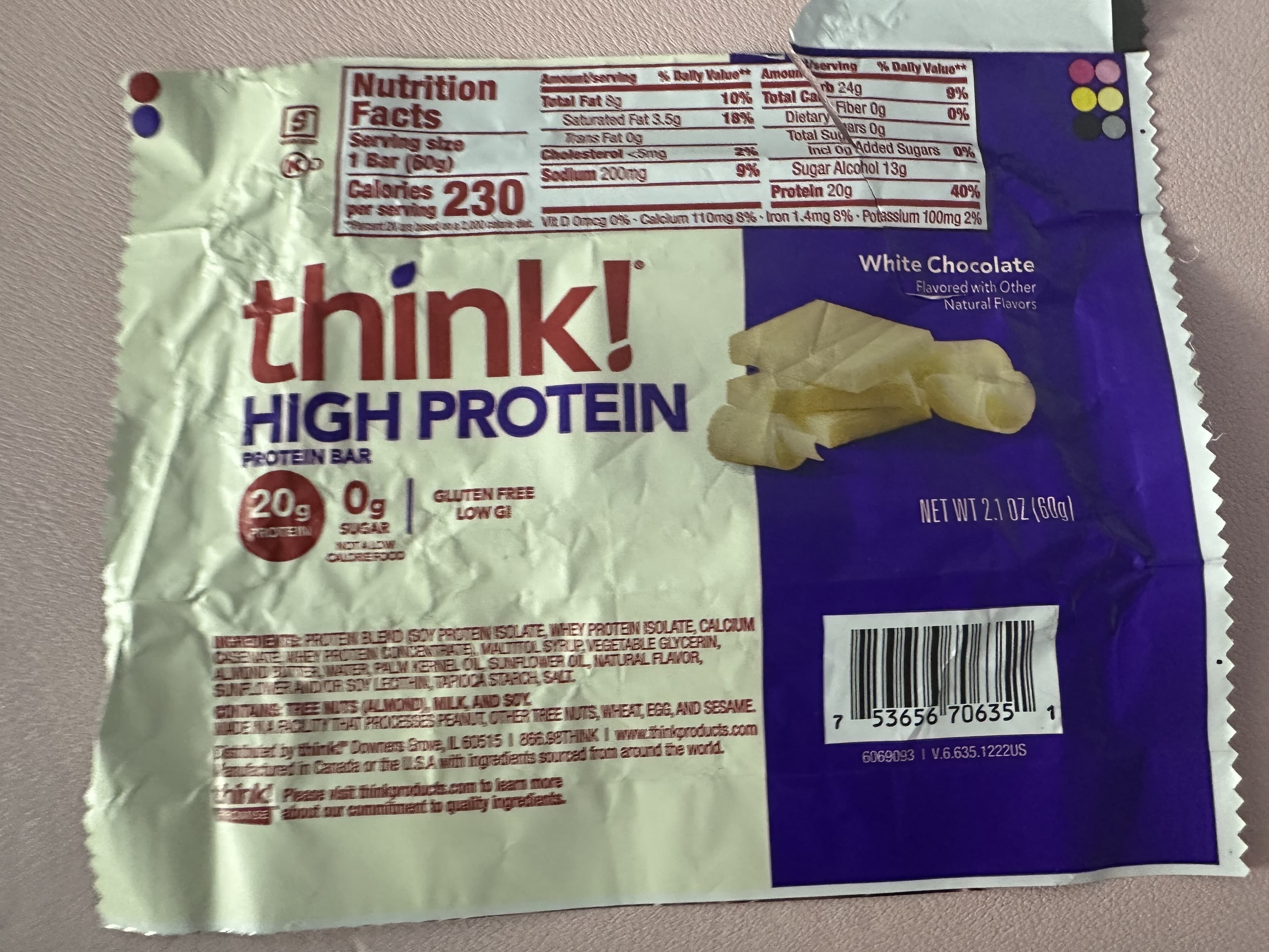 think! HIGH PROTEIN PROTEIN BAR packshot