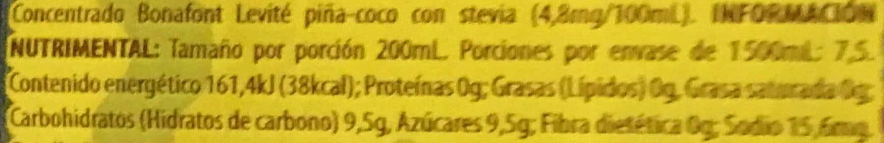 Bonafont Levite (piña y coco) packshot
