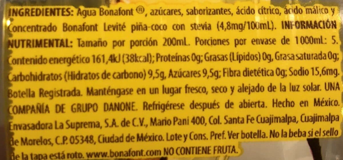 Bonafont Levite (piña y coco) packshot