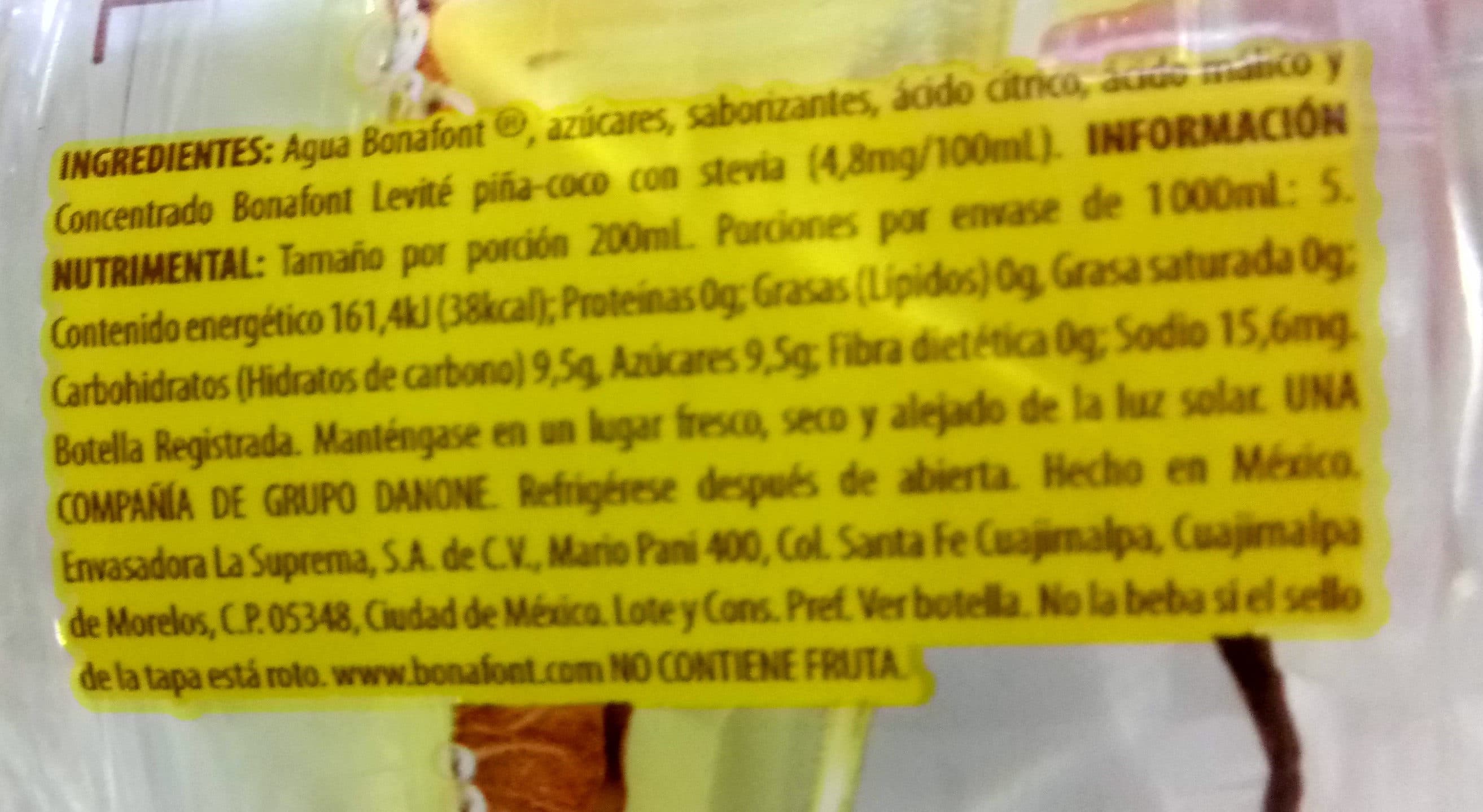 Bonafont Levite (piña y coco) packshot