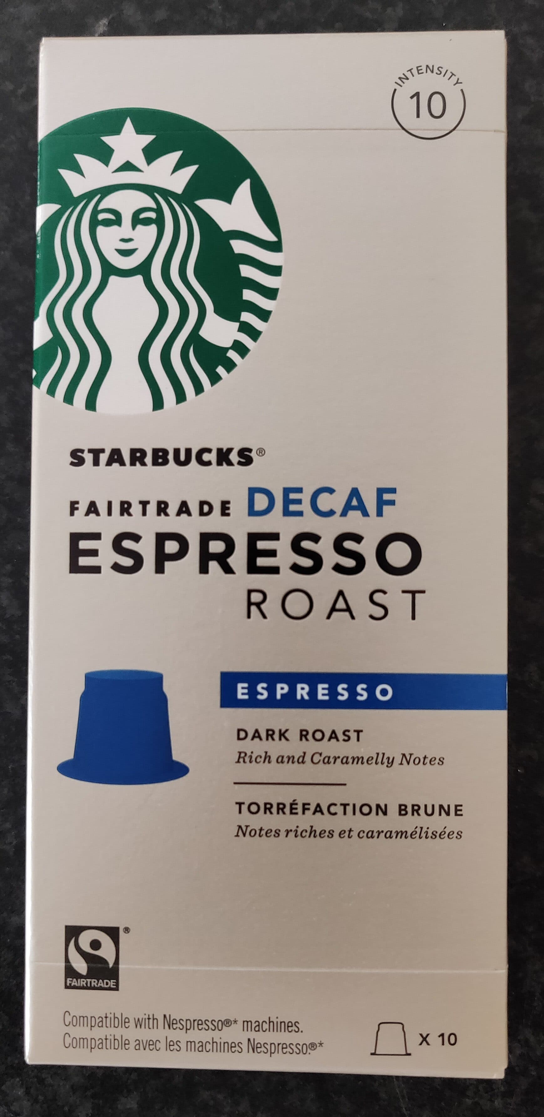 Starbucks Decaf fairtrade expresso packshot