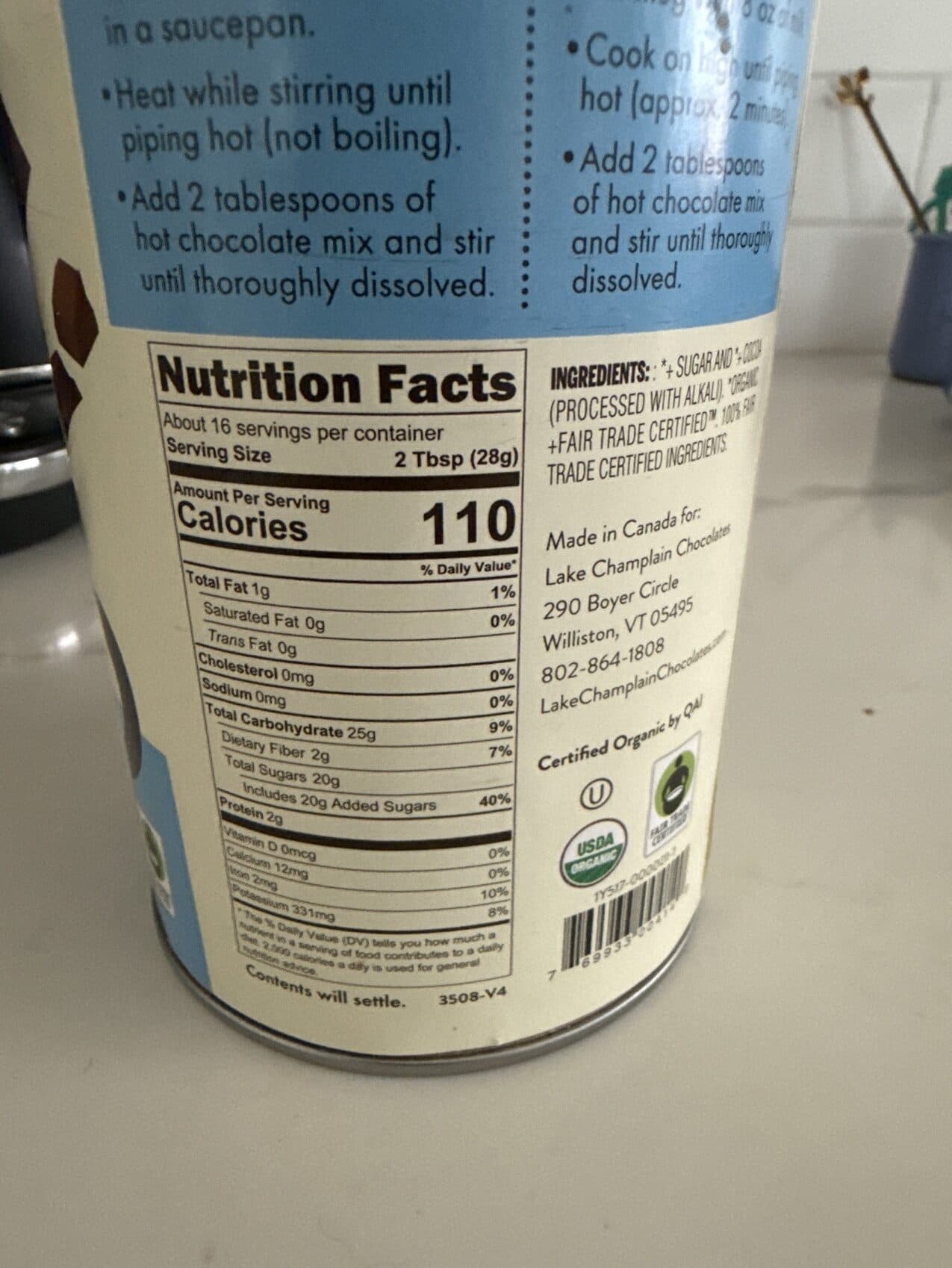 Lake Champlain Traditional hot chocolate packshot