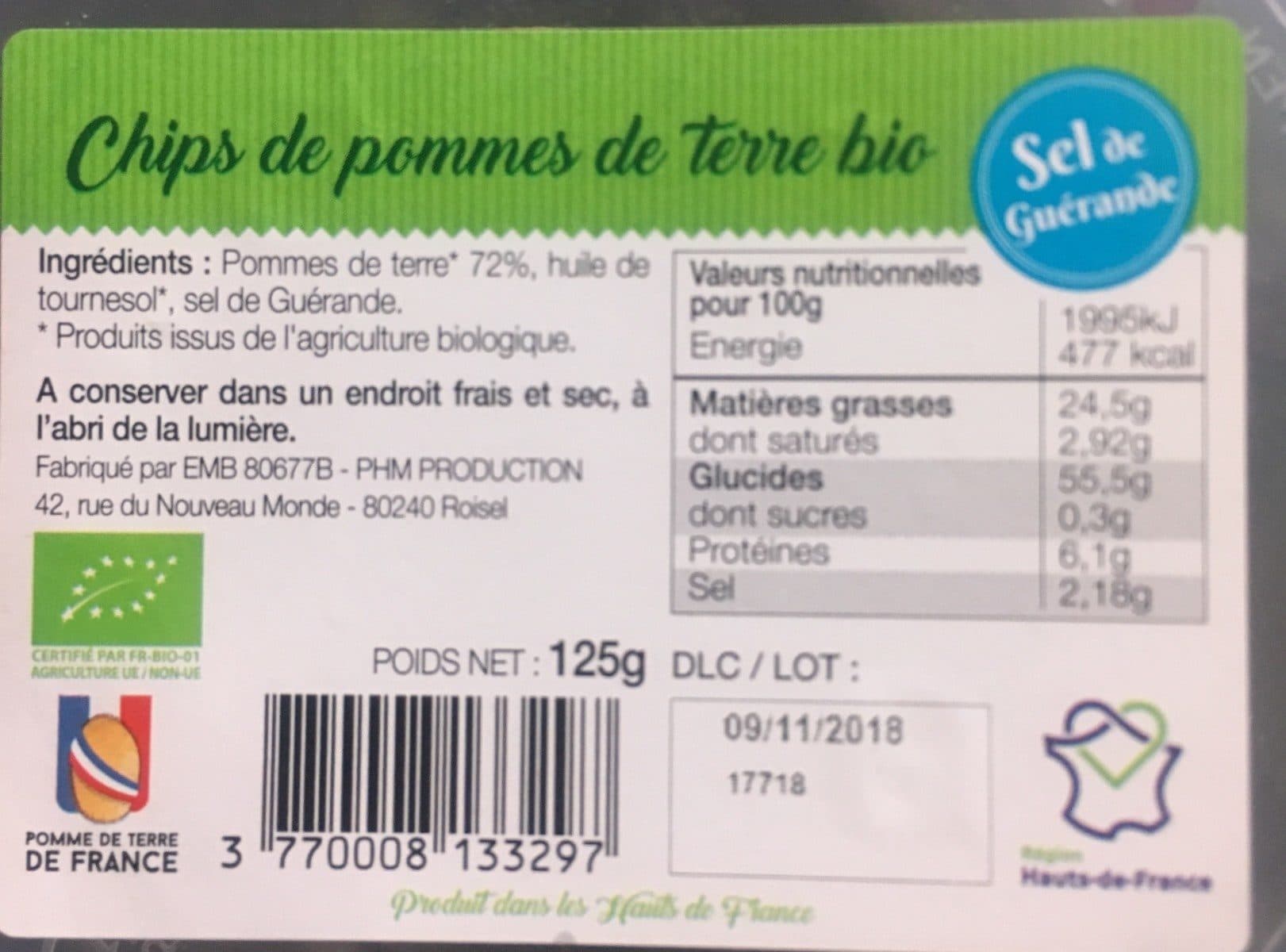 Open Food Facts Chips de pomme de terre bio packshot
