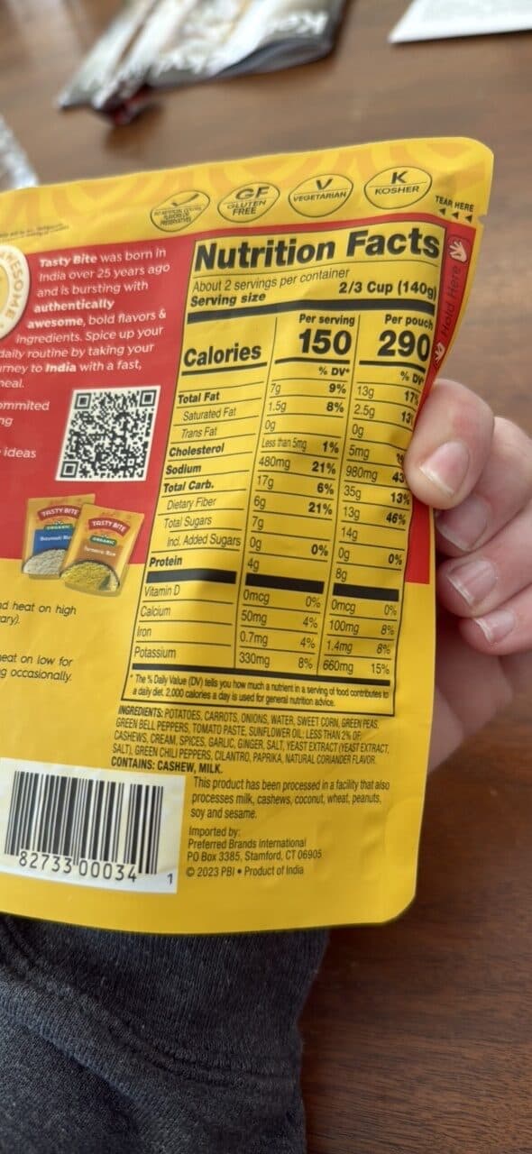Tasty Bite Vegetable Tikka Masala packshot