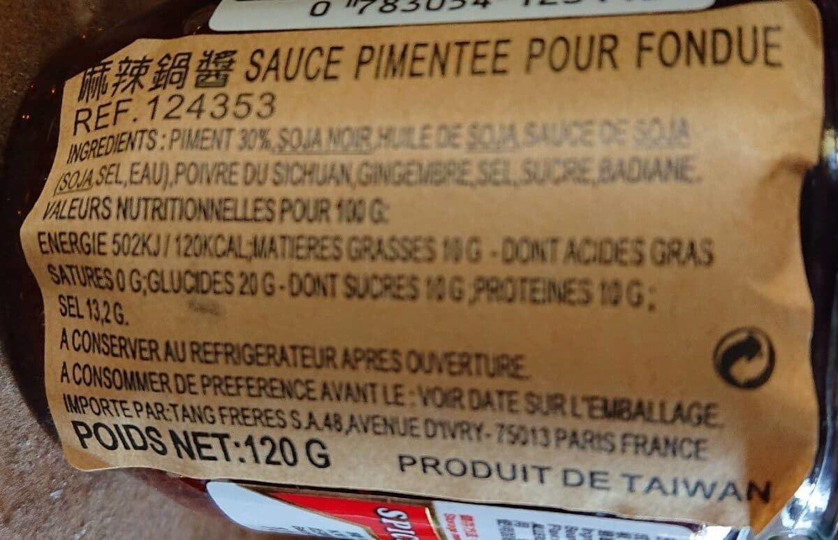 Open Food Facts Sauce pimentee pour fondu packshot