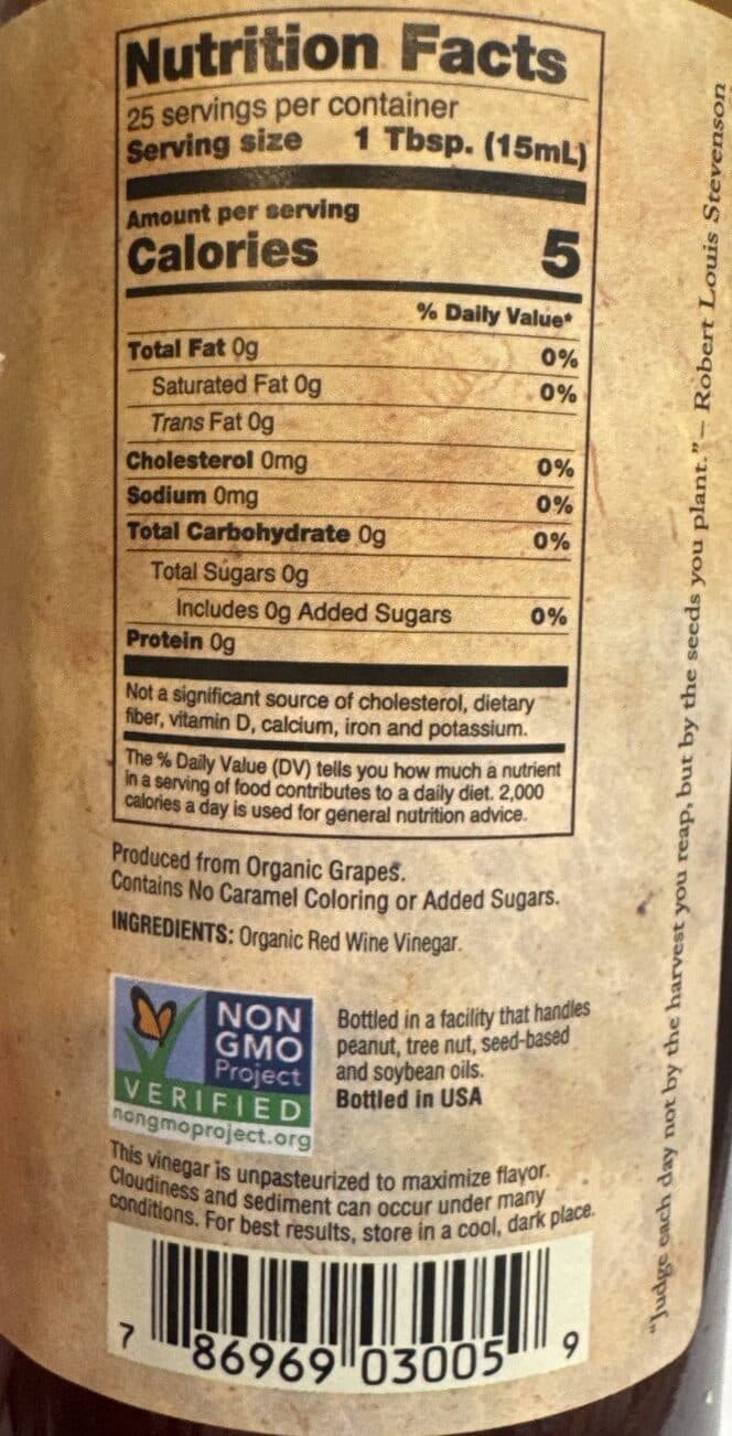 Napa Valley Naturals Organic Red Wine Vinegar packshot