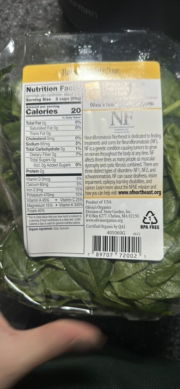 Olivia's Organics Baby Spinach packshot