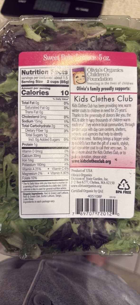 Olivia's Organics Sweet Baby Lettuce packshot