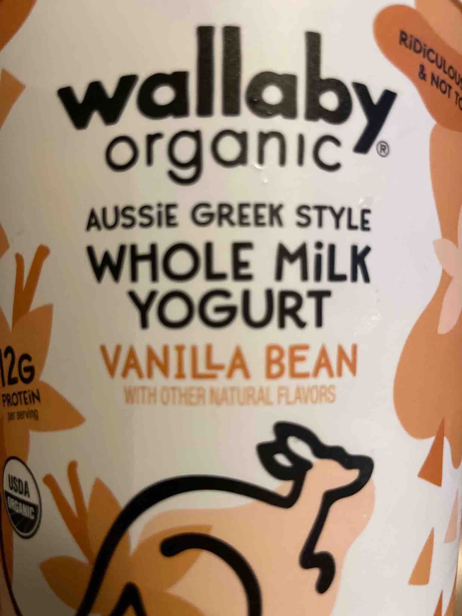 wallaby organic AUSSIE GREEK STYLE WHOLE MILK YOGURT VANILLA BEAN packshot