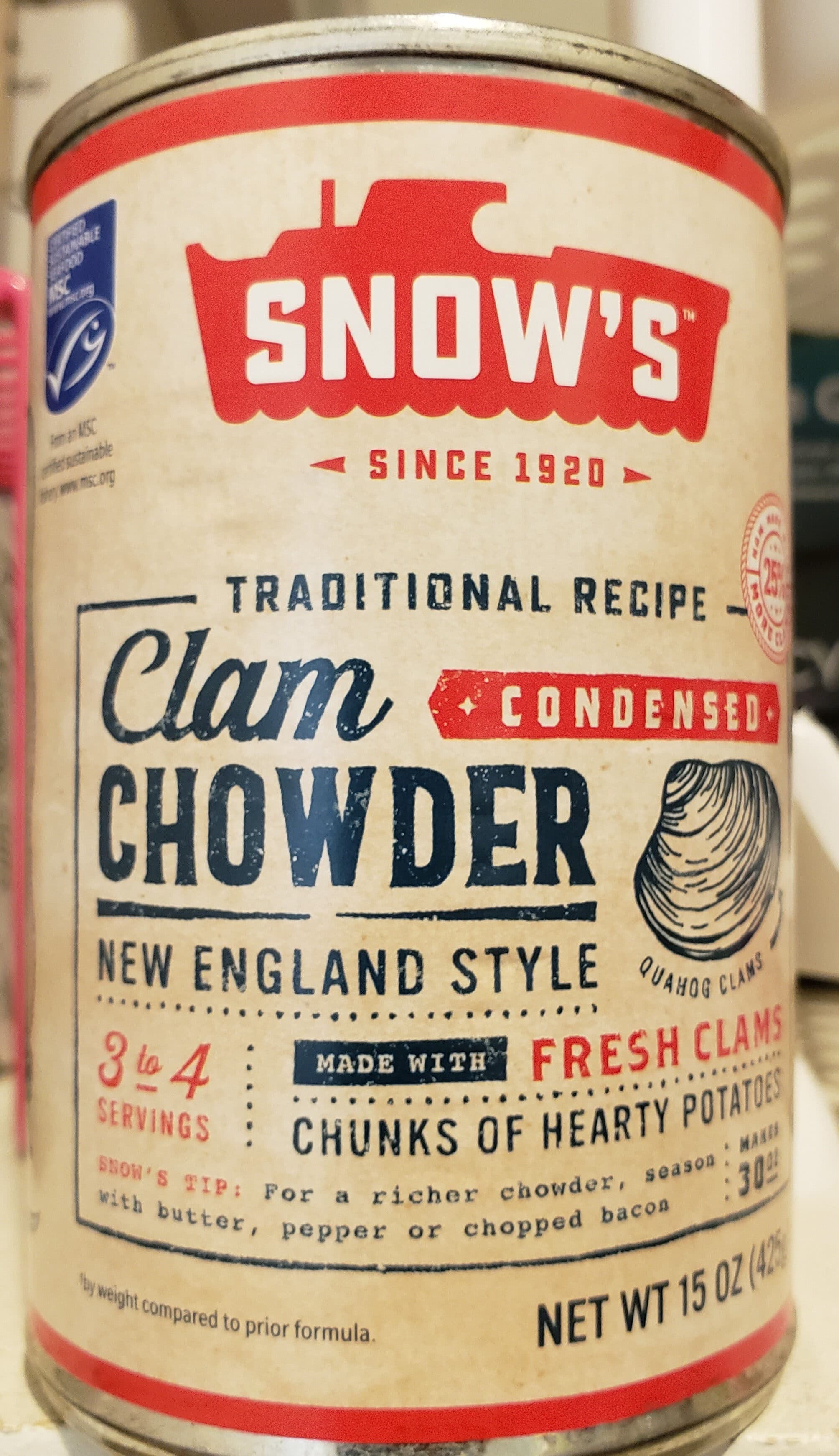 Bumble Bee Snows Clam Chowder New England Style packshot