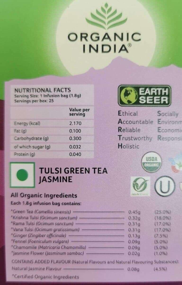 Organic India Tulsi Green Tea Jasmine, Organic India packshot